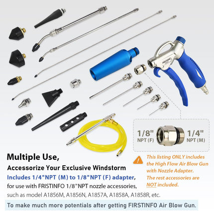 FIRSTINFO A18563US Windstorm High Volume Air Blow Gun with Adjustable Air Flow and High Flow Nozzle
