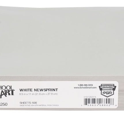 Sax Plain White Newsprint Newspaper - 8 1/2 x 11 inches - Pack of 500 - White