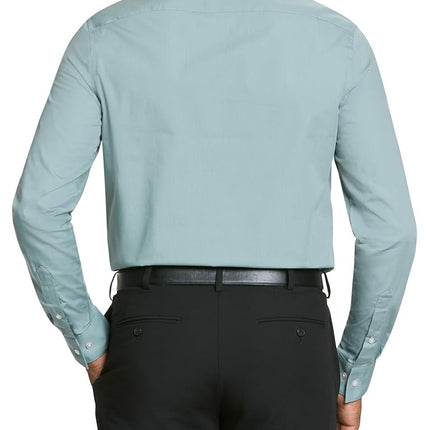 Van Heusen Men's Dress Shirt Regular Fit Poplin Solid, Ocean Mist, 18" Neck 36"-37" Sleeve