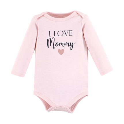 Hudson Baby Bodysuits de manga larga de algodón unisex para bebé, niña Mommy Pink Navy paquete de 3, 18-24 meses