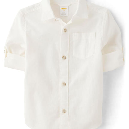 Gymboree Boys' and Toddler Long Sleeve Linen Button Up Shirt