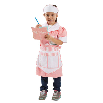 Set de disfraz de camarera de Melissa & Doug (empaque fácil de abrir, 7 piezas)