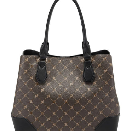 NINE WEST Women's Brooklyn Jet Set Carryall Satchel, Brown/Black, One Size