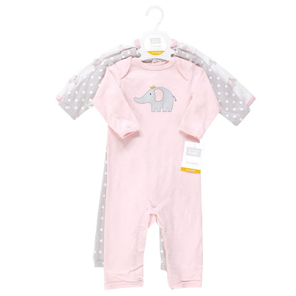 Hudson Baby Monos de Algodón para Bebés, Elefante Rosa Gris, 9-12 Meses