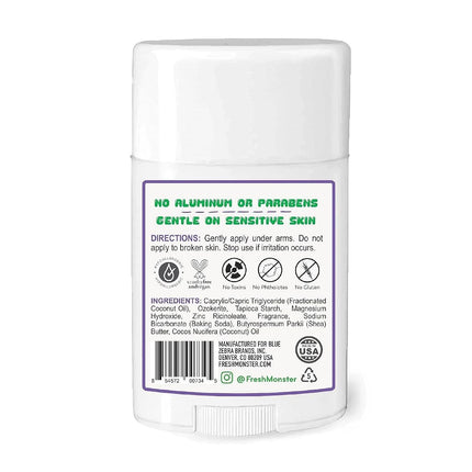 Fresh Monster- Natural Deodorant For Kids And Teens Aluminum-Free, Paraben-Free And Hypoallergenic Dermatologist Tested 24-Hour Protection Gummy Burst Scent 1.76 Oz 1 Count