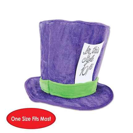 Beistle A Creation 60059 Plush Mad Hatter Hat, Fabric, Purple/Green, Adult