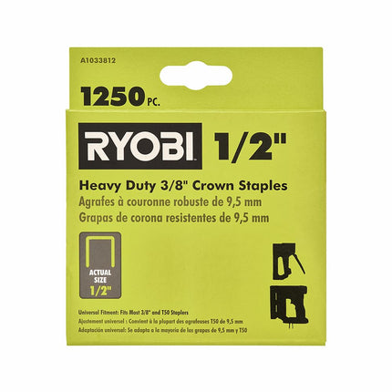 RYOBI 1,250 unidades de grapas de corona de alta resistencia de 3/8" x 1/2" - A1033812