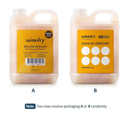 wisedry [ 5 LBS ] Silica Gel Beads Reusable Color Indicating Rechargeable Desiccant Bulk with 10 Pcs Organza Drawstring Bags