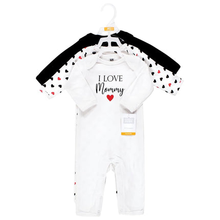 Hudson Baby baby-girls Cotton Coveralls, Girl Mommy Red Black, 3-6 Months