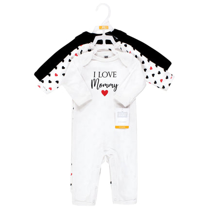Hudson Baby Unisex Baby Cotton Coveralls, Girl-Mommy Red Black, 0-3 Months, Girl Mommy Red Black, 0-3 Months