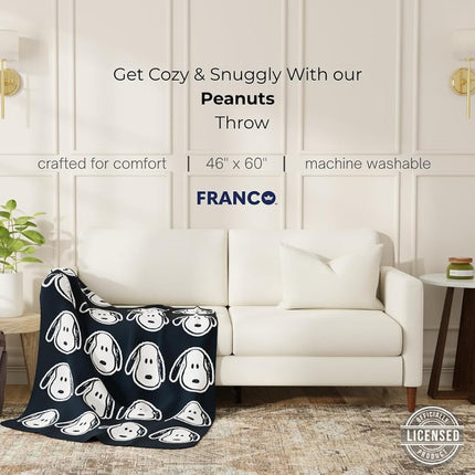 Franco Collectbles Peanuts Snoopy Bedding Super Soft Plush Cozy Throw, 46 in x 60 in, (Officially Licensed Product)