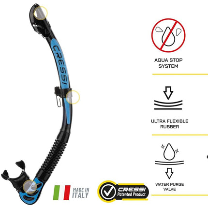 Cressi Alpha Ultra Dry Snorkel - Total Black