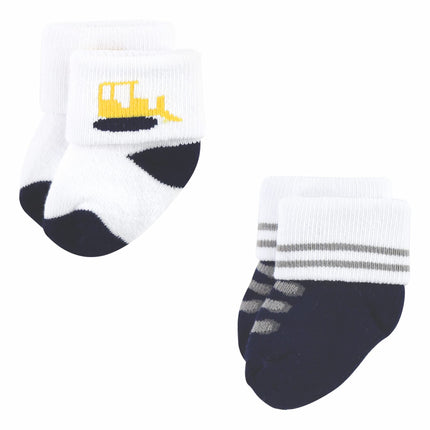 Luvable Friends Unisex Baby Newborn and Baby Terry Socks, Bulldozer, 6-12 Months