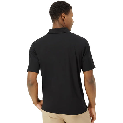 Hanes Moves Polo de manga corta de alto rendimiento para hombre, absorbe la humedad, negro, grande