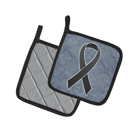 Caroline's Treasures Black Ribbon for Melanoma Cancer Awareness Pair of Pot Holders, 7.5HX7.5W, Multicolor