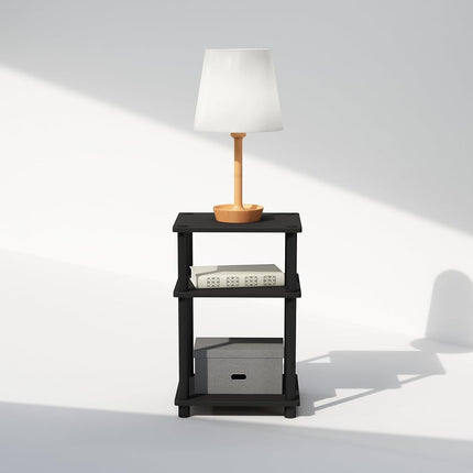 Furinno JUST Night Stand, 3-Tier Turn-N-Tube Nightstand, Toolless Bedside Table, End Table, Side Table with Open Storage for Bedroom, Living Room, Americano