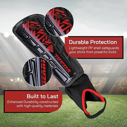 Vizari Malaga Soccer Shin Guards for Kids | Youth Soccer Gear for Boys Girls | Protective Soccer Equipment | Adjustable Straps