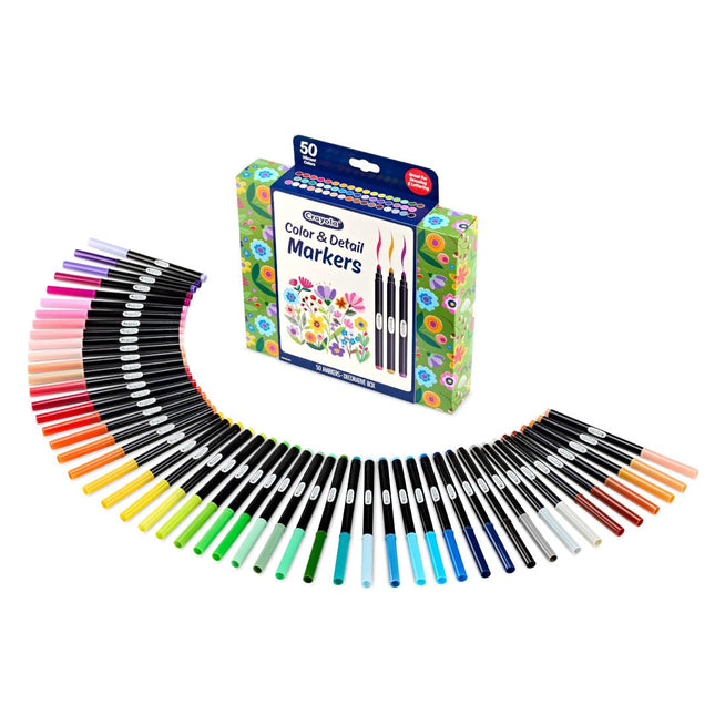 Crayola Color & Detail Marker Set, 50 Drawing Mark
