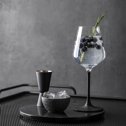 Villeroy & Boch - Manufacture Rock White Wine Glass Set 4 Pieces 380 ml Black, Dishwasher Safe, Black Wine Glasses, Crystal Glass