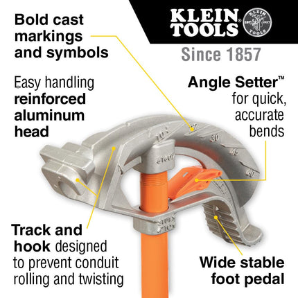 Klein Tools 80148 Conduit Bending Set, ACCU-Bend 3/4-Inch EMT Conduit Bender with Angle Setter and Magnetic Level Tool, 2-Piece