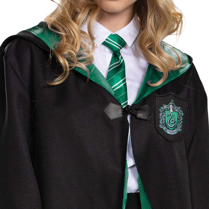DISGUISE 107979C Harry Potter, Túnicas de lujo temáticas de las Casas de Hogwarts del Mundo Mágico, Accesorio de disfraz de capa exterior de Slytherin, Liso, Negro y Verde, Adulto XXL (50-52)