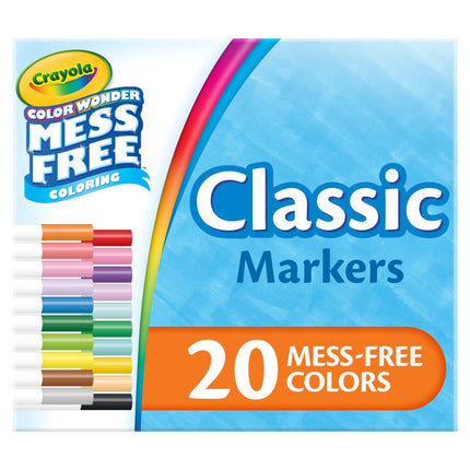 CRAYOLA Color Wonder Marker Set, 20 Mess Free Broa