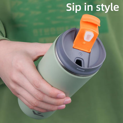 Konokyo Tumbler with Lid, 12 oz Travel Coffee Mug Double Wall Vacuum Stainless Steel Thermal Metal Cup Insulated Water Bottle,Soft Green