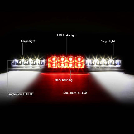 DNA MOTORING 3BL-GMC99-LED-BK Luz de freno LED de montaje alto, tercera, con carcasa negra [Compatible con 1999-2007 Silverado 1500-3500 y Classic / 1999-2007 Sierra 1500-3500 y Classic]