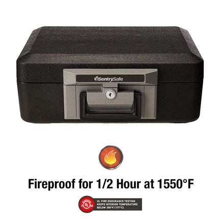 Coffre-fort ignifuge SentrySafe avec serrure à clé, coffre-fort portable avec poignée pour sécuriser les objets de valeur et les bijoux, 0,25 pied cube, 16 x 38,9 x 30,7 cm, 1160