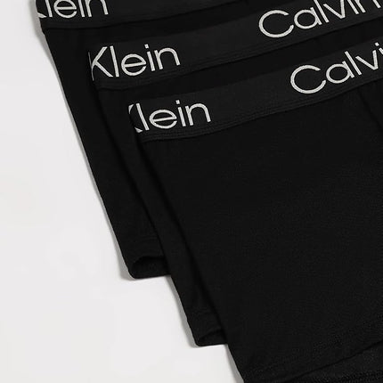 Calvin Klein Men's Ultra Soft Modern Modal 3-Pack Trunk, 3 Black, Large