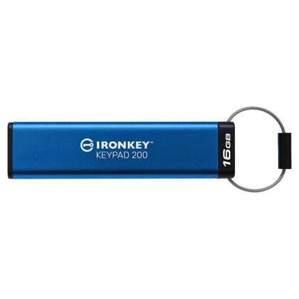 Kingston IronKey Keypad 200 Type -A hardware-encrypted USB Flash Drive FIPS 140-3 Level 3 (Pending) with XTS-AES 256-bit Hardware Encryption - IKKP200/16GB