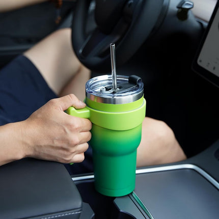 BJPKPK 600 ml Tumbler with Handle & Straw, Insulated Stainless Steel Mug
