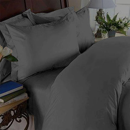 Elegant Comfort Wrinkle and Fade Resistant 1500 Premium Hotel Quality - Damask Stripes Luxurious Silky Soft 4-Piece Sheet Set, Up to 16'' Deep Pocket, Queen, Gray