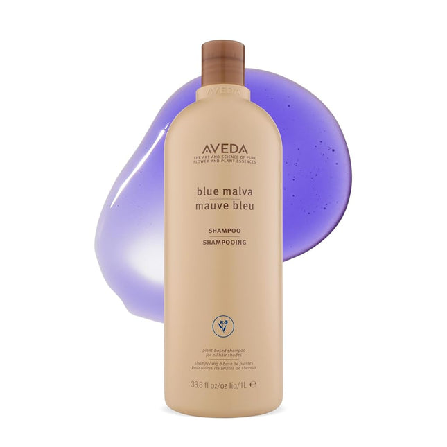 Aveda Blue Malva Shampoo | Purple Shampoo for Gray and Blonde Hair | Neutralizes Brassiness and Yellow Tones | Liter Size | 1000ml, 1000ml