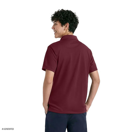 Polo de uniforme escolar de manga corta IZOD para niño, cierre de botones, material de alto rendimiento que absorbe la humedad, color borgoña, 8 Husky