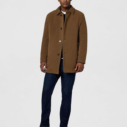 Cole Haan Men's Wool Plush Car Coat, Camel, Large