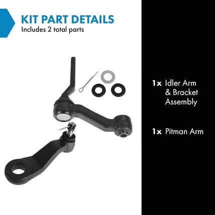 TRQ Front Driver & Passenger Side Steering Kit Idler Arm & Bracket Assembly Pitman Arm Compatible with 1995-2002 Ford Crown Victoria Lincoln Town Car Mercury Grand Marquis