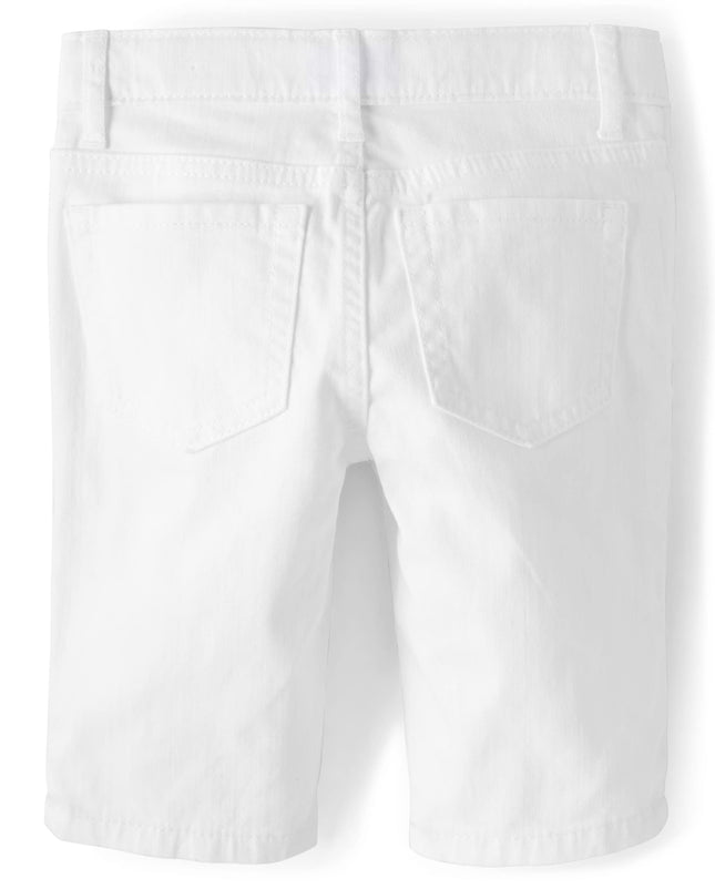 The Children's Place Girls' Denim Skimmer Shorts, White, 6