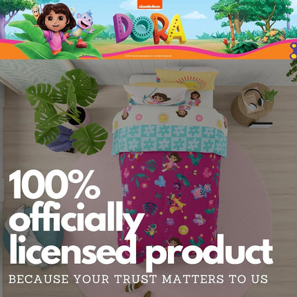 Franco Comforter and Sheet Set with Sham, Microfiber, Dora The Explorer, 5 Piece Twin Size