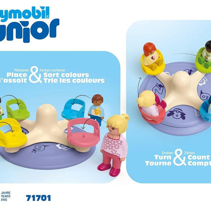 PLAYMOBIL 71701 JUNIOR Number-Merry-Go-Round, Developmental early learning toys for toddlers with rotating wheel, educational toys, made from over 90% plant-based plastics. For Children 12 months +