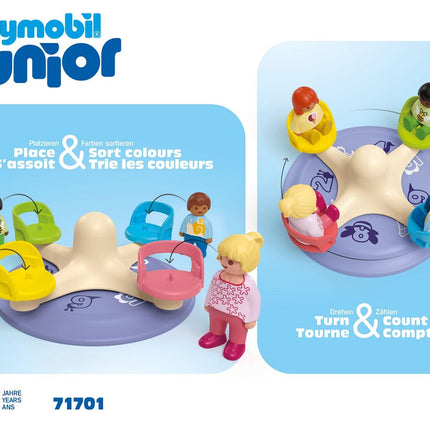 PLAYMOBIL 71701 JUNIOR Number-Merry-Go-Round, Developmental early learning toys for toddlers with rotating wheel, educational toys, made from over 90% plant-based plastics. For Children 12 months +