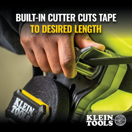 Klein Tools 450-900 Cable Management, Hook and Loop Dispenser with 12-Foot x 3/4-Inch Tape Roll, Cuts Custom Length Cable Tie Strips, Black