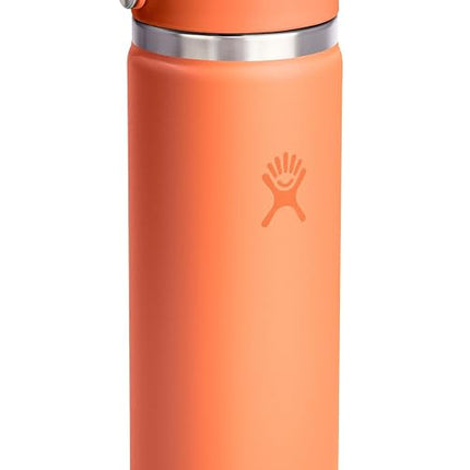 Hydro Flask Water Bottle - Insulated Stainless Steel - Wide Mouth Flex Straw Lid, Non Spill, Leakproof and Refillable in 24 Oz Nectar Orange