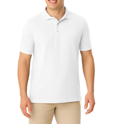 Camisa Polo Uniforme Piqué de Manga Corta French Toast para Niños (Estándar y Robusto), Blanca, 10-12 Robusto