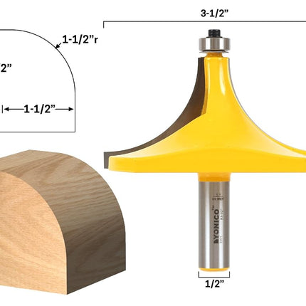 Yonico 13171 1-1/2-Inch Radius Round Over Edge Forming Router Bit 1/2-Inch Shank