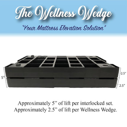 Wellness Wedge Le Cale-Matelas Orthopédique - Lot de Deux Cales Sous-Matelas - Alternative Abordable à la Base Réglable - Rehaussement de 5 Pouces - Réduit Naturellement le Reflux Acide