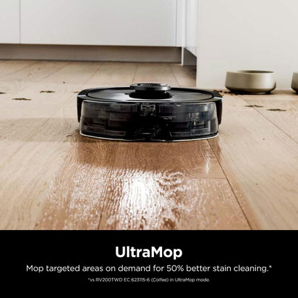 SHARK RV2620WD AI Ultra Robot Aspiradora y Trapeadora con Navegación Matrix Clean, Tecnología CleanEdge, Perfecta para Pelo de Mascotas, Alfombras, Suelos Duros, Compatible con Alexa, Negro/Moca