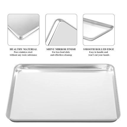 Deedro Stainless Steel Baking Sheet & Cooling Rack Set [2 Sheets + 2 Racks], 16 x 12 Inch, Heavy Duty, Non-Toxic, Dishwasher Safe