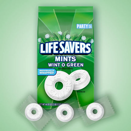 LIFE SAVERS Wint-O-Green Breath Mint Bulk Hard Candy, Party Size, 44.93 oz Bag