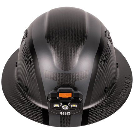 Klein Tools 60514 Hard Hat, K12 Series Carbon Fiber Full Brim, Rechargeable Headlamp, Vented, Class C, Type 1, Spartan